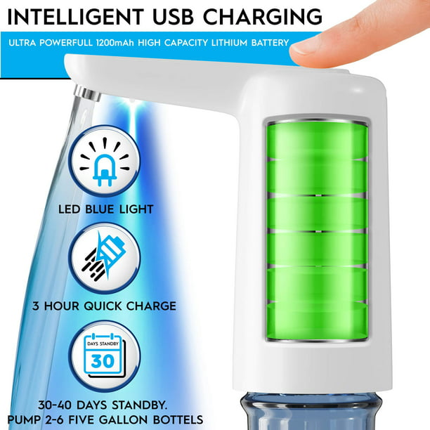 Water Pump Dispenser, Water Bottle Pump for 1.3-5 Gallon, Portable Mini Bottle Water Bottle Dispenser for Home Office Kitchen Outdoor