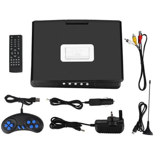 Portable DVD Player, TV DVD Player with 9.5 "Swivel Screen and Rechargeable Lithium Battery, FM Radio Receiver Support, Memory Card Reading, Games, MMC Card Support