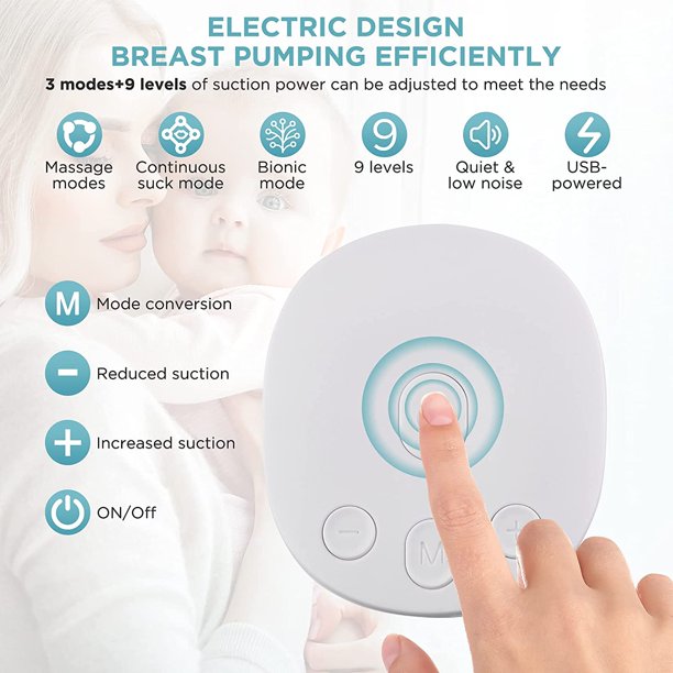 eTopeak Electric Breast Pump, Hands-Free Breastpump with LCD Display, Portable Breastfeeding Pump Battery Powered, 2 Modes & 9 Levels Rechargeable Milk Pump