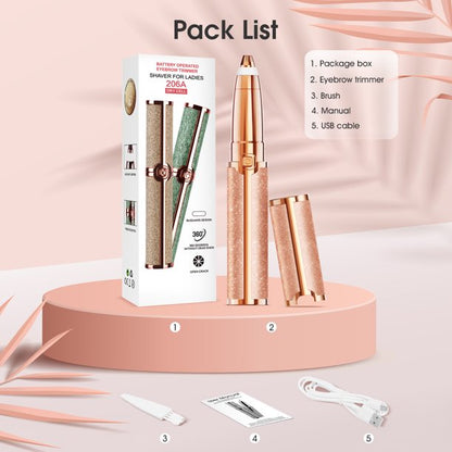 Eyebrow Trimmer for Women, Rechargeable Hair Cutter Eyebrow Razor Tool Mini Facial Hair Remover with LED Light