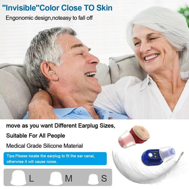 Doosl Hearing Aids for Ears,Rechargeable Hearing Amplifier Devices for Both Senniors and Adults with Noise Cancelling,Inner-Ear ITE Hearing aid with Charging Box,Pack of 2