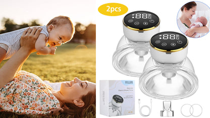 Vinmall Hands-Free Breast Pump, Wearable Electric Breast Pumps Touch Pane, 3 Modes And 9 Levels Adjustment, LCD Display, Rechargeable Powered Wireless Portable Breast Pump With 21/24 /28 Mm Flange, 2pack, J2