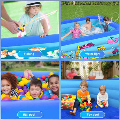 Inflatable Swimming Pool, 87" x 57" x 25" Durable Backyard Blow Up Lounge Pool with Pump, Full-Sized Inflatable Pool for Kids, Adults, Outdoor, Backyard, Summer Water Party,J320