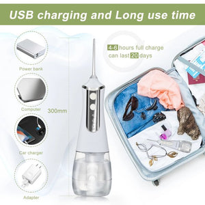 ifanze Cordless Water Flosser Teeth Cleaner, 350ML Portable and USB Rechargeable Oral Irrigator, IPX7 Waterproof, 3-Mode Water Flossing with 5 Jet Tips for Home and Travel