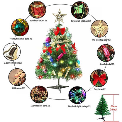 Mini Artificial Christmas Tree 20in Tabletop Small Christmas Tree LED String Lights Mini Christmas Tree Decorative Table Small Xmas Tree Perfect for Home Office