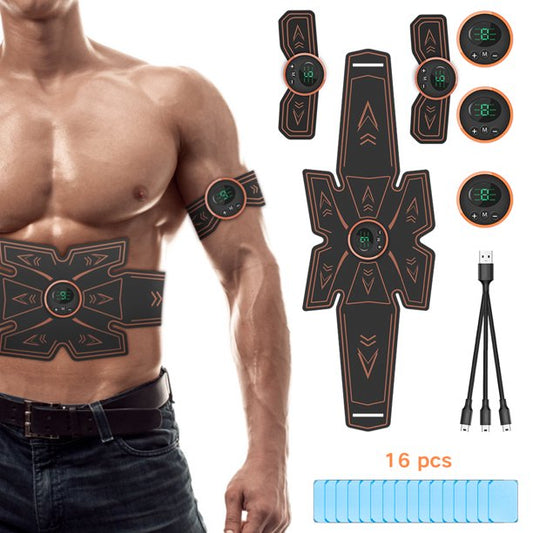 ABS Stimulator Muscle Toner, Cooseas EMS Electric Muscle stimulation with 6 Modes, Portable Fitness Workout Equipment for Men Woman