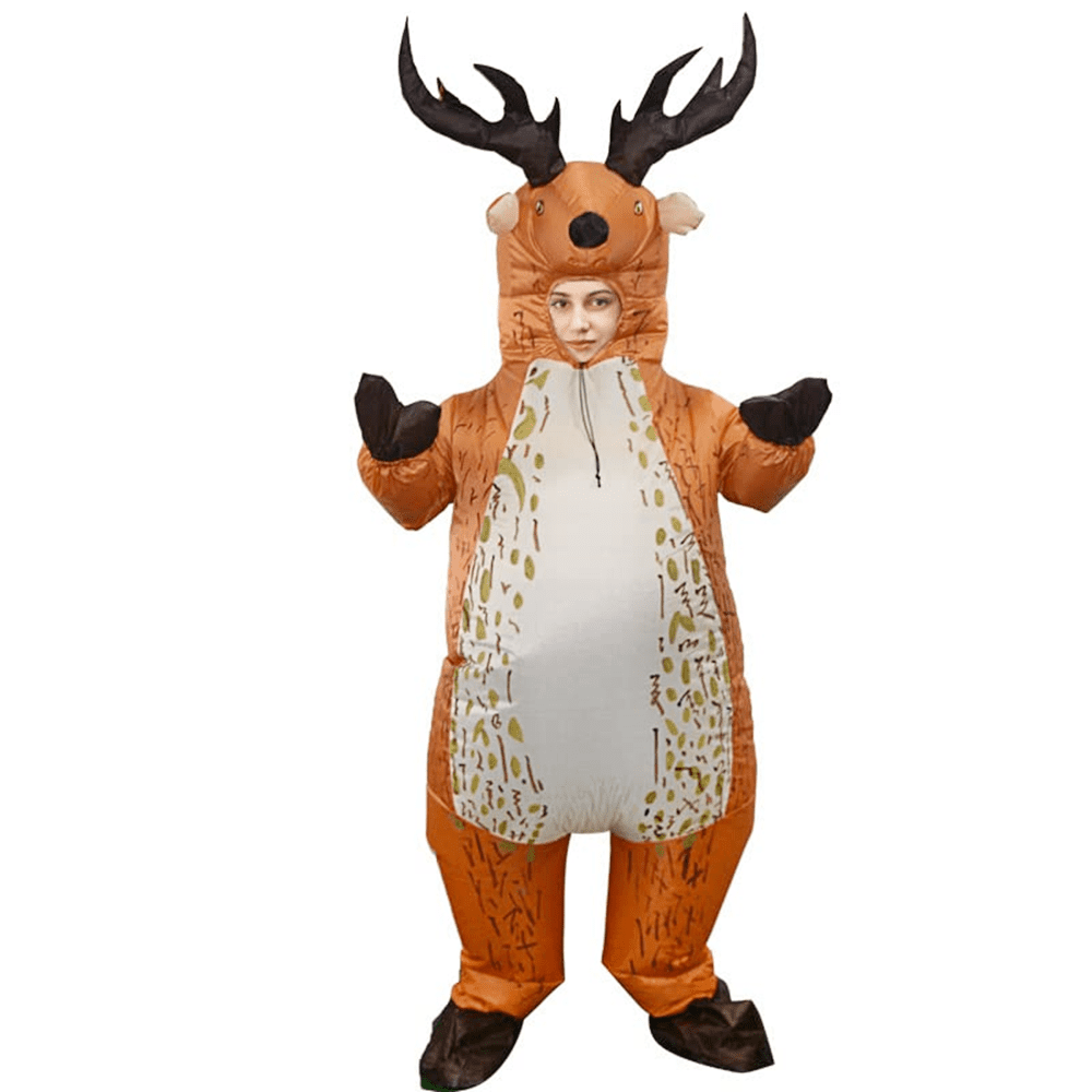 Adult Inflatable Deer Costume, Blow-up Animal Costume Fancy Dress Cosplay Suits for Adults Man Women, Light Brown