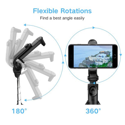 Selfie Stick Tripod, Extendable Bluetooth Selfie Stick with with Wireless Remote Shutter Compatible with iPhone 11/11 pro/X/8/8P/7/7P/6s/6, Samsung Galaxy S9/S8/S7/Note 9/8