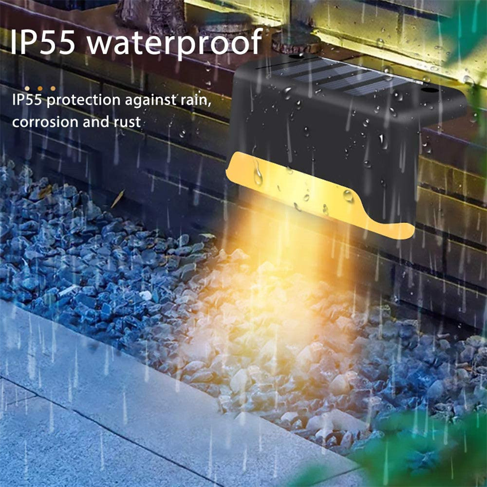 4 Pack Solar Deck Lights Waterproof Led Solar Lamp Outdoor Warning Warm Light for Steps Decks Pathway Yard Stairs Fences Tent Camping