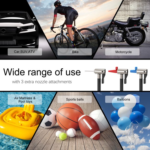 Portable Air Compressor for Car Emossie DC 12V Auto Air Pumps for Inflatables, Electric Digital Tire Pump with LED Light for Car, Bike, Motorbike, Basketball