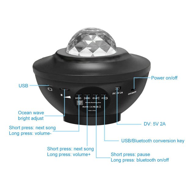Star Projector Light,LED Galaxy Night Light Projector,with Remote control & Built-in Music Player Bluetooth Star Projection Lamp Projector Decor,USB Rechargeable,10 Lighting Modes