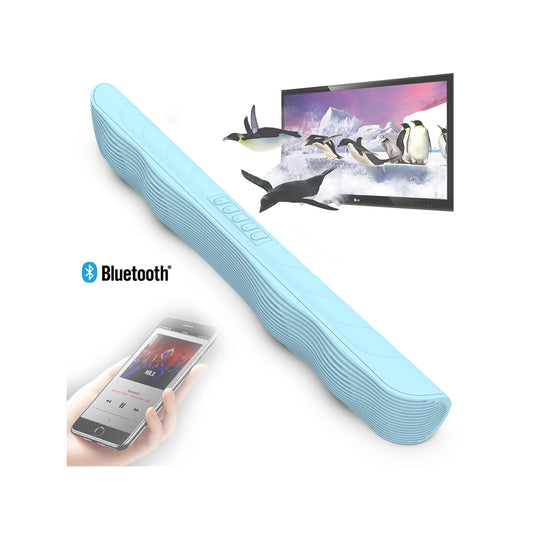 Sound Bar, Doosl 20 Inch Wireless TV Sound Bar, Bluetooth 5.0 Speaker HDMI Optical Aux USB, Bass Adjustable Surround Sound for Home Theater, Wave Shape Blue