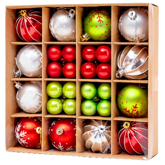 44 Pcs Christmas Ball Ornament Baubles, 60mm/2.36'' Christmas Tree Decoration Hanging Balls, Christmas Tree Plastic Ball Ornaments