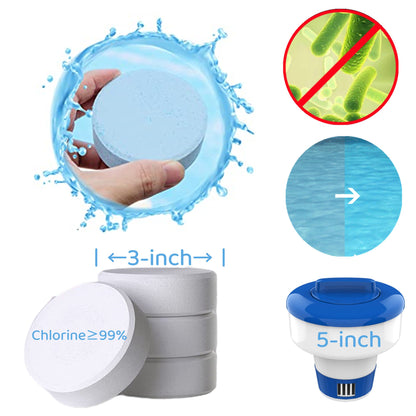 Melliful 3-inch Chlorine Tablets for Pool Cleaning, Swimming Pool Shock and Maintenance Tablets, 2.3 lbs, White