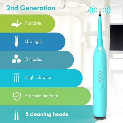 iFanze Electric Dental Calculus Remover, 3 Modes Rechargeable Plaque Remover for Teeth, Tartar Remover Teeth Cleaning Dental Tools Kit with 2 Cleaning Heads, Touge Scraper, Blue