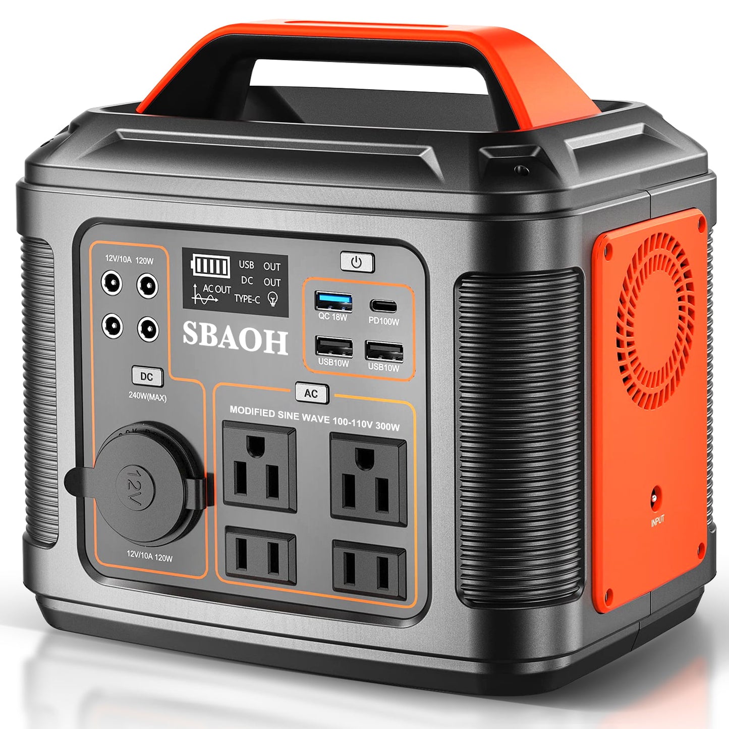 300W Portable Power Station, 296Wh 80000mAh Outdoor Solar Generator Quick Charge 110V AC Outlets DC Ports for Home Backup, Outdoor RV Camping, Emergency Lithium Battery, Power Outages,Green