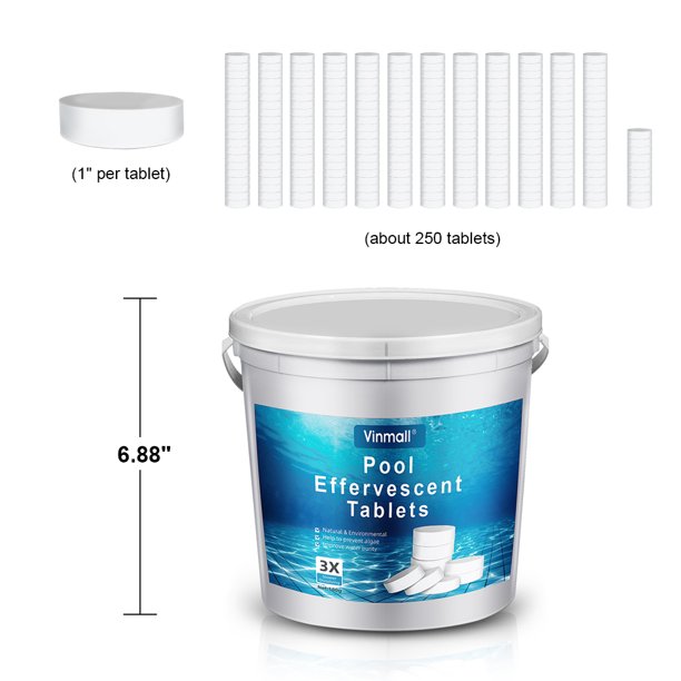 Melliful 3 Inch Pool Chlorine Tablets, Long Lasting Chlorine Tablets for Swimming Pool or Spa, 250 Count, 11 lbs