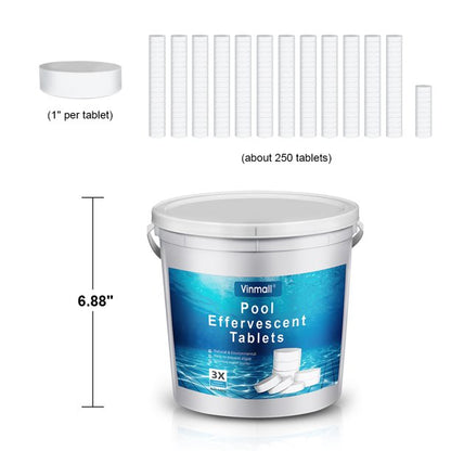 Melliful 3 Inch Pool Chlorine Tablets, Long Lasting Chlorine Tablets for Swimming Pool or Spa, 250 Count, 11 lbs