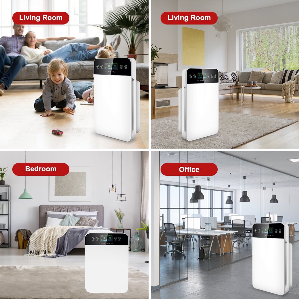 Vinmall Air Purifier with Remote Control for Home Large Room & Bedroom & Office, Quiet HEPA Filter Air Cleaner for Pets, Smokers, Smoke, Odors, Dust