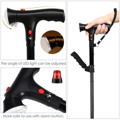 Foldable Walking Cane,Walking Stick with LED Light for Men Women
