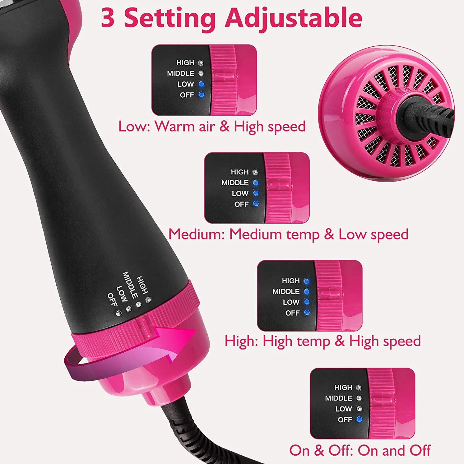 XPREEN One Step Hair Dryer,Volumizer Hot Air Hair Dryer Brush,Salon Negative Electric Blow Dryer Rotating Curler and Ion Hair Straightener Brush for Fast Drying,Straightening,Curling