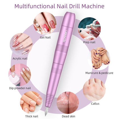 Portable Electric Acrylic Nail Drill File Buffer Machine Kit for Liquid Monomer Dip Powder Polygel Gel Polish Tips with Professional Salon Manicure Pedicure Brush Efile Set 25pcs Sanding Band