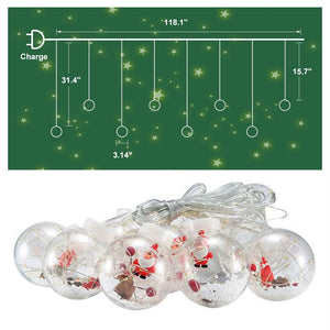 Laighter Globe Christmas Lights, LED Window String Lights with Santa inside Balls, 8 Light Modes, Warm White, 9.9 ft