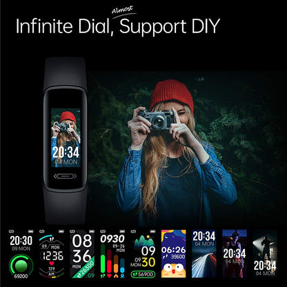 Doosl V101 Fitness Tracker Watch with Heart Rate Sleep Monitor All-Day Body Temperature Pedometer Steps Calories Counter IP68 Waterproof Smart Watch for Teens Women Men Kids, Black