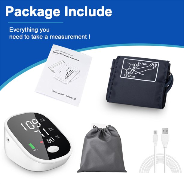 Blood Pressure Cuff,Upper Arm Blood Pressure Monitor Large LED Digital Display Heartbeat Monitor 2 Users 198 Memory Voice Reporting