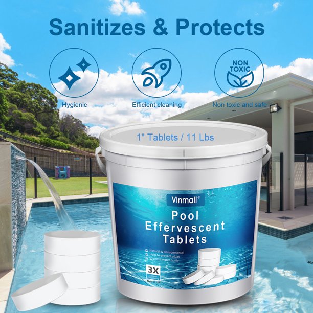 Melliful 3 Inch Pool Chlorine Tablets, Long Lasting Chlorine Tablets for Swimming Pool or Spa, 250 Count, 11 lbs