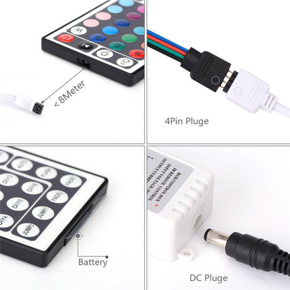 LED Strip Light 32.8ft RGB Color Changing IR Controller 44 Keys IR Remote IP65 Waterproof 300 LEDs 12V Power Supply with Adapter for Room,Bedroom and Xmas