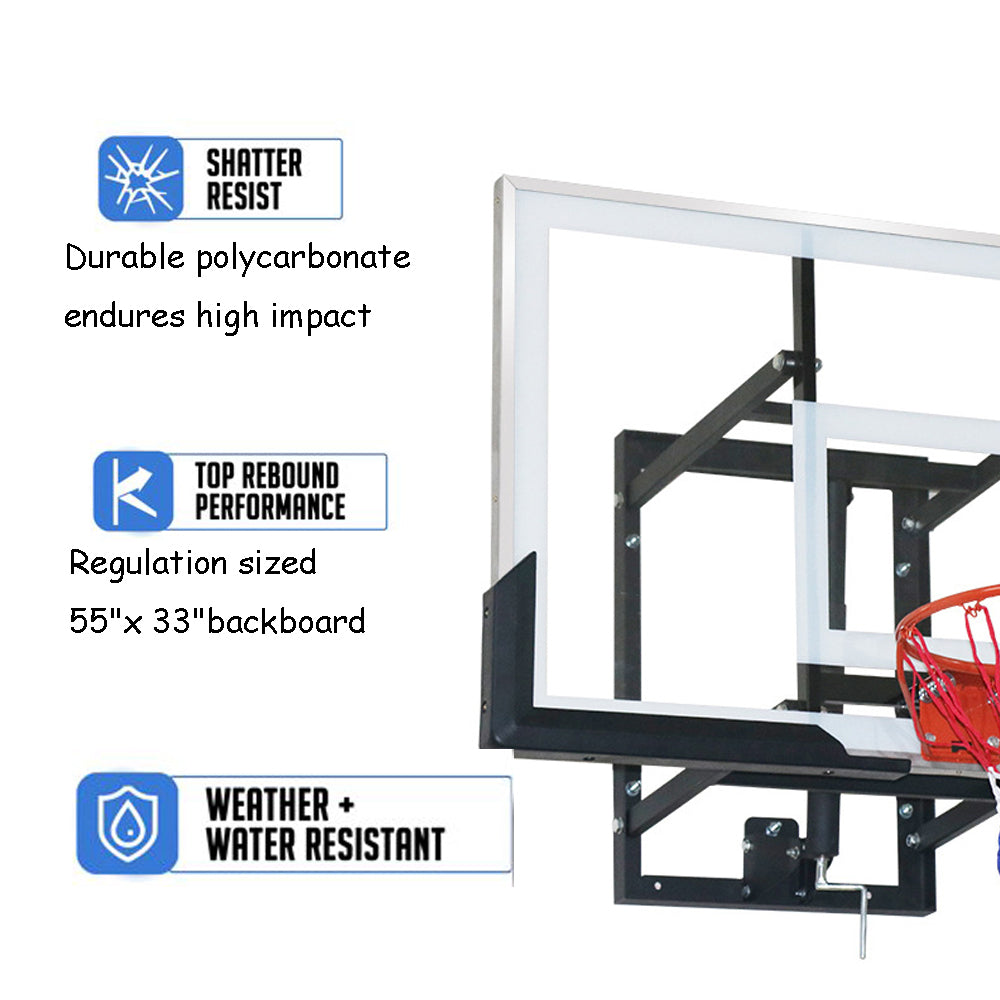 ifanze 55" Adjustable-Height Wall Mounted Basketball Hoop with QuickPlay Design