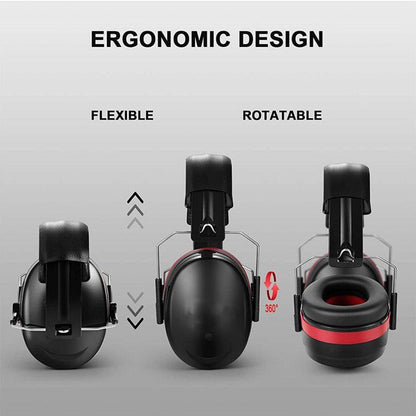 Noise Reduction Safety Ear Muffs, NRR 28dB Shooters Hearing Protection Earmuffs for Shooting Range Mowing Construction Manufacturing Woodwork Men Women Adult -Red