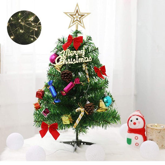 50cm Tabletop Christmas Tree with Led Hanging Lights Desktop Mini Xmas Tree Decoration