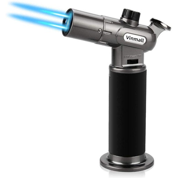 Vinmall Butane Torch, Refillable Cooking Blow Torch with Double Fire, Adjustable Flame Culinary Lighter for BBQ, Baking, Kitchen, Brulee, Creme