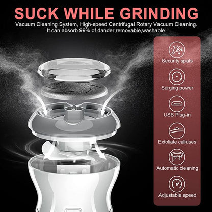Electric Foot Callus Remover, Portable Rechargeable Feet Grinder Adsorption Foot File for Dead Hard Cracked Dry Skin with 3 Grinding Heads, 2 Speed, Washable