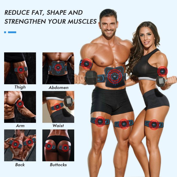 iFanze iThrough Abs Stimulator, Portable Ultimate Muscle Toner with 16 Hydrogel Pad Home Fitness Equipment EMS Abdominal Toning Belt