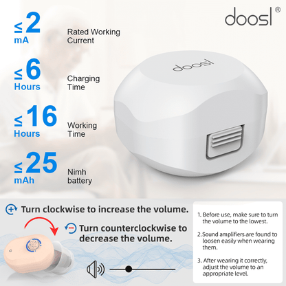Personal Sound Amplifier for Ears, In the Ear Rechargeable Sound Amplifier with Noise Cancelling Volume Control for Seniors Adults, Beige