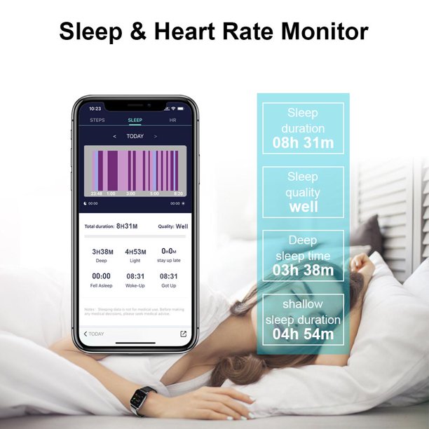 Doosl Smart Watch, IP68 Waterproof Fitness Tracker Watches for Men Women, Activity Tracker with Full Touch Color Screen Heart Rate Monitor Pedometer Sleep Monitor for Android and iOS Phones, Black