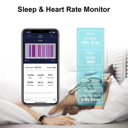 Doosl Smart Watch, IP68 Waterproof Fitness Tracker Watches for Men Women, Activity Tracker with Full Touch Color Screen Heart Rate Monitor Pedometer Sleep Monitor for Android and iOS Phones, Black