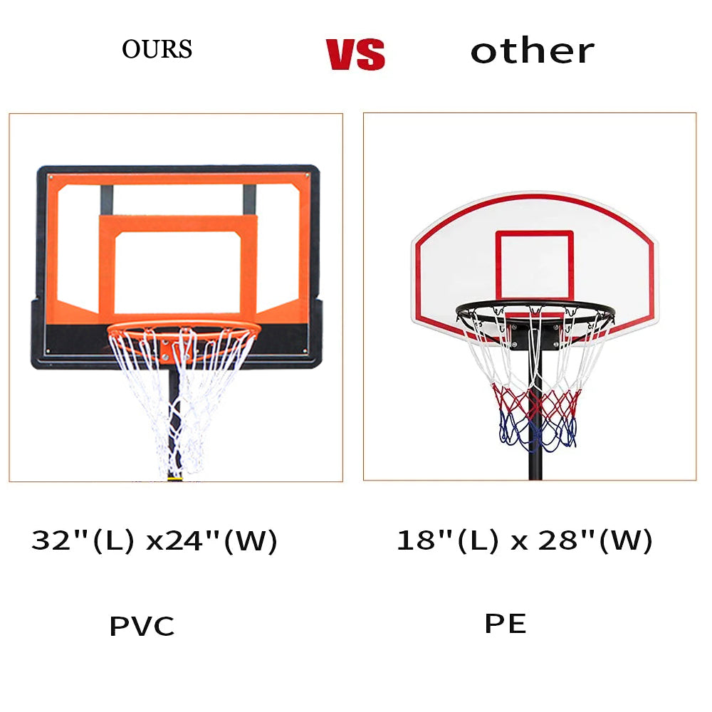 ifanze Basketball Hoop with 5 - 7 FT Adjustable Height for Kids Teenagers Youth and Adults, Portable Basketball Hoop with Stand & Backboard Wheels for Basketball Goals Indoor Outdoor Play