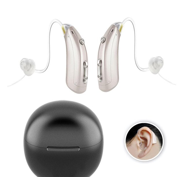 Hearing Aids for Seniors, Rechargeable Hearing Assist with Earbuds Voice Enhancer Noise Cancelling 1 pair