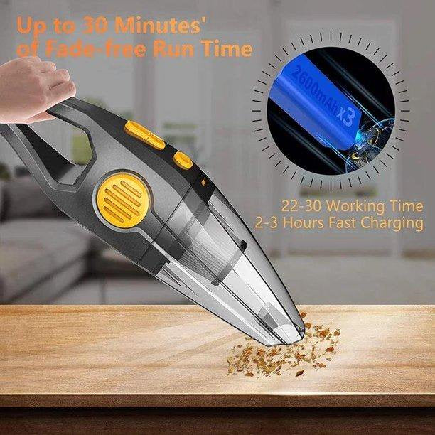 Cordless Car Vacuum Cleaner, 8KPA High Power Wet and Dry Handheld Vacuum Cleaner with Portable Quick Charge and Washable HEPA Filter for Home Car