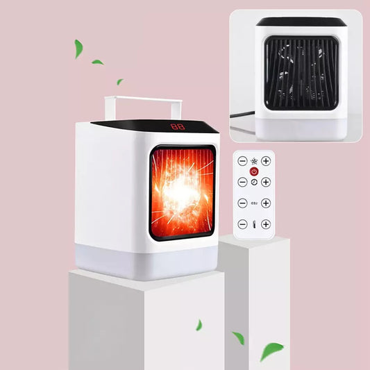 1000W Space Heater Portable Desk Fan Heater 2 Seconds Heat and 7-color Night Lights , White